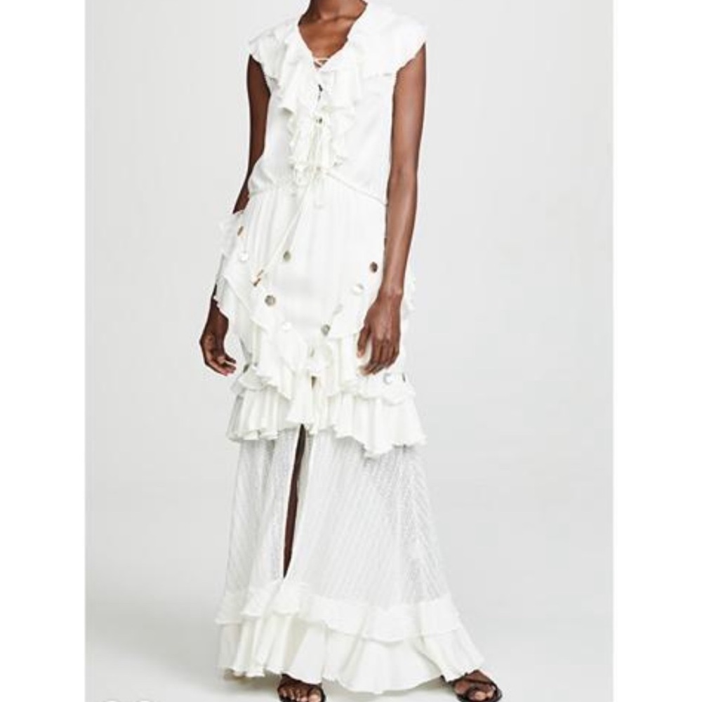 Ixiah Asymmetrical White Ruffle Dress